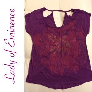 CHARMING PURPLE FLORAL GRAPHIC TOP